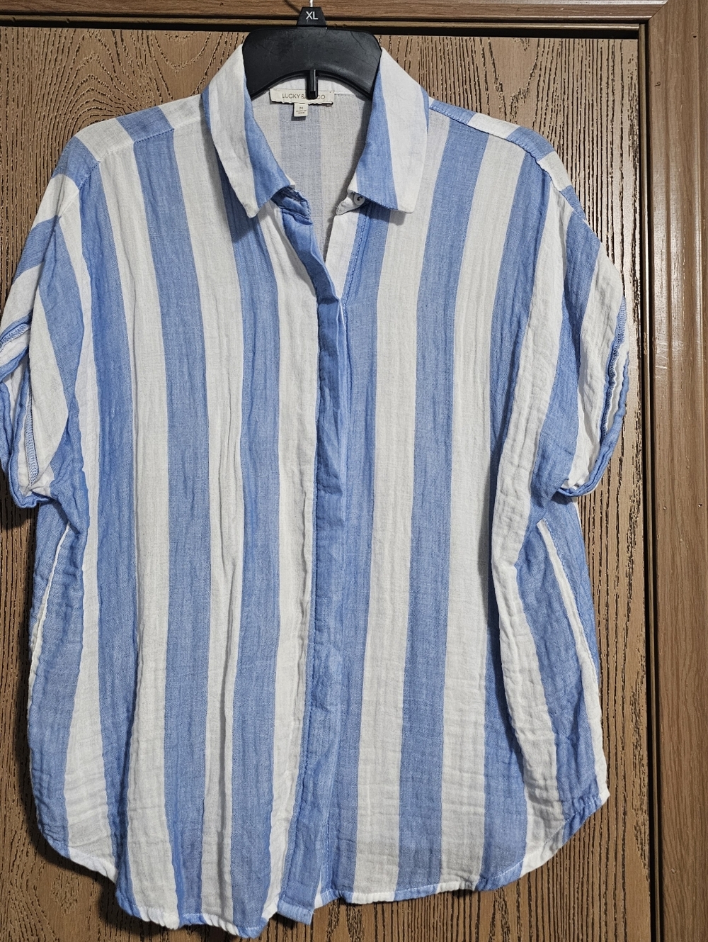 Light Blue & White Striped Button-Up Shirt